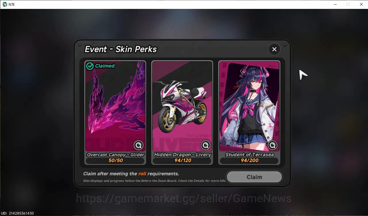 Neverness to Everness Accounts Global SEA|HL 29|TL 19|7 SSR 2 Limit [Shinku,Chaos],SakiriA1,BaicangA1|3 Glider|Male MC|Log 20