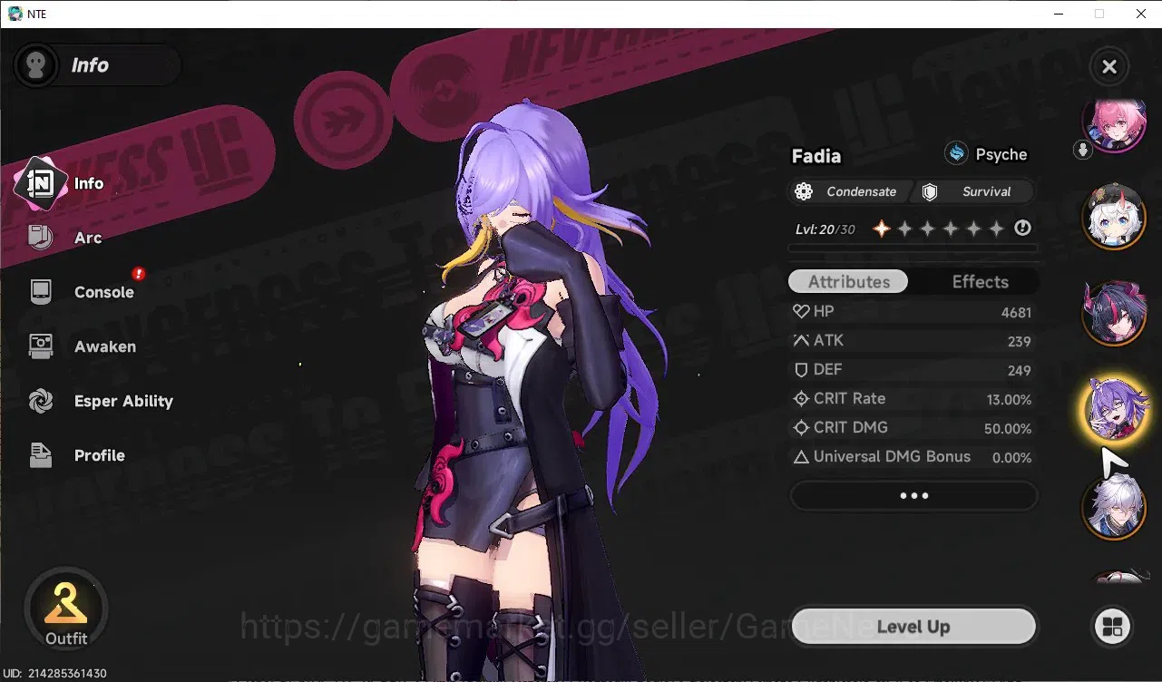 Neverness to Everness Accounts Global SEA|HL 29|TL 19|7 SSR 2 Limit [Shinku,Chaos],SakiriA1,BaicangA1|3 Glider|Male MC|Log 6