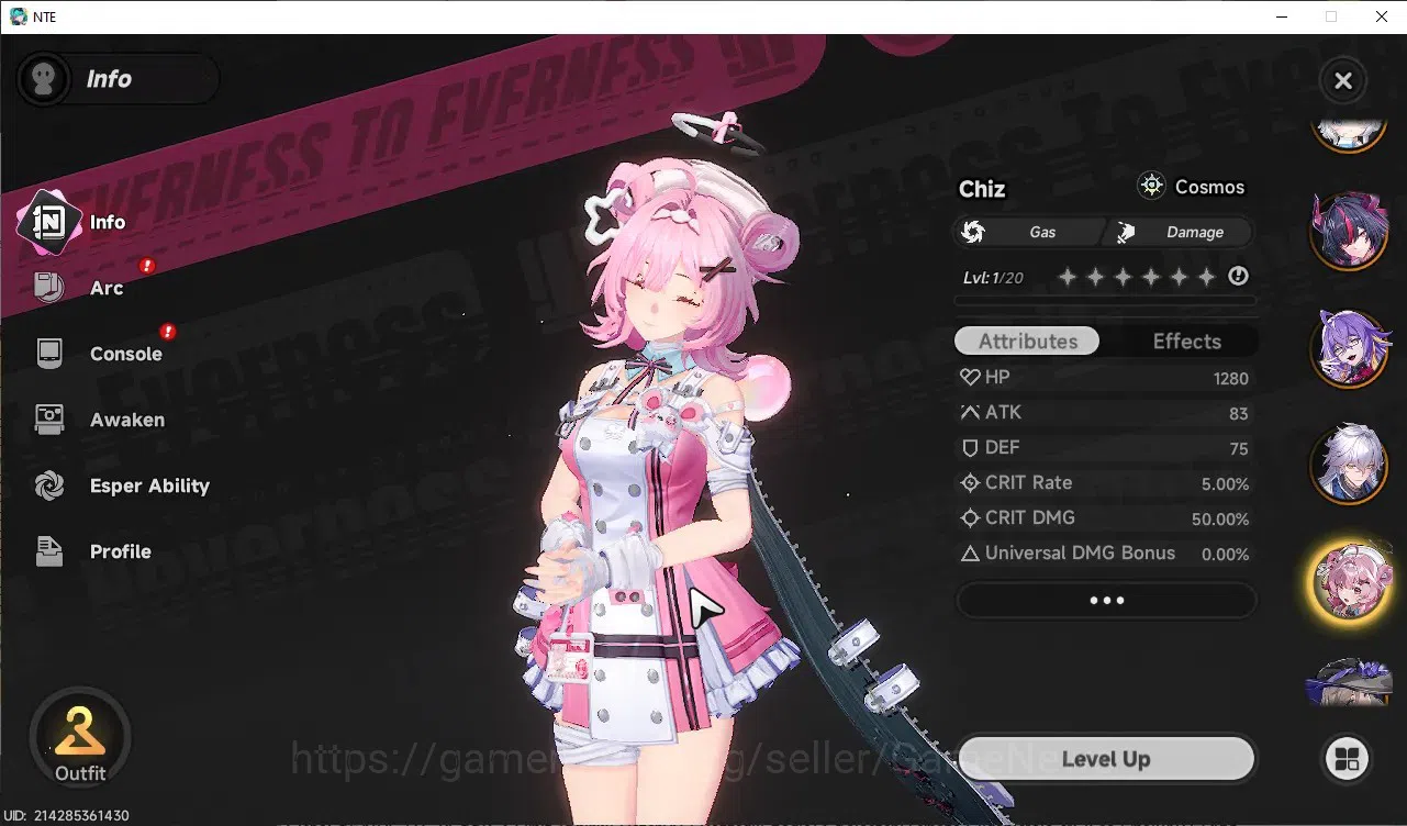 Neverness to Everness Accounts Global SEA|HL 29|TL 19|7 SSR 2 Limit [Shinku,Chaos],SakiriA1,BaicangA1|3 Glider|Male MC|Log 9