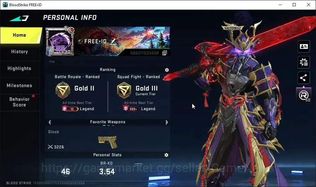 Blood Strike Accounts ASIA|7 ETERNAL[ZERO,Melee Claymore,Kar98k Lv4,M700 image 2