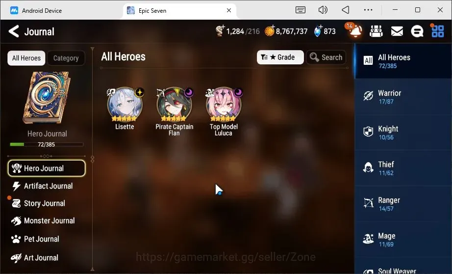 Epic Seven Accounts Starter Global unver|Fresh starter 3ML(Lisette,PC Flan,TMLuluca,etc)|PoH+Bless ON|Gold,103|theater 1