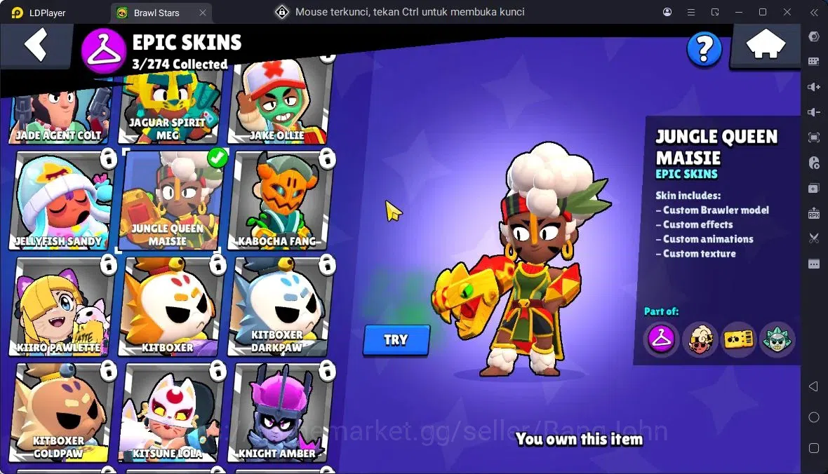Brawl Stars Accounts Thropy 596 | 13 Brawler | 2 Max,1 MaxHC (Shelly)|1 Legend,1 Mythic,3 Epic Skin|2570 4