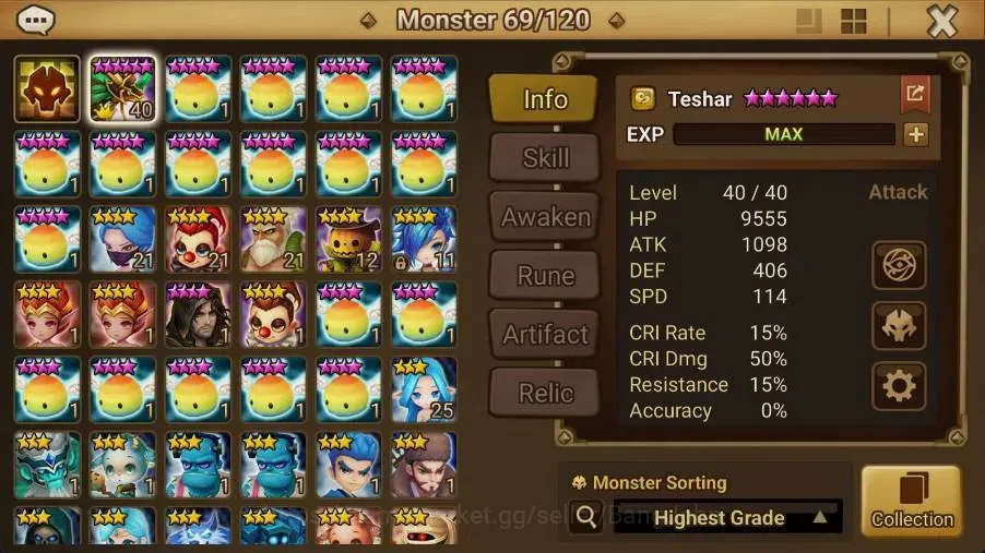 Summoners War: Sky Arena Accounts Starter GLOBAL | NB 5 TESHAR,Starter Gacha 115 12Y+160 11Y Scrool, 3 Legendary All 2