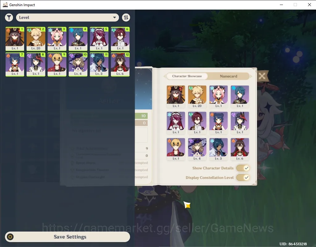 Genshin Impact Accounts Starter ASIA|AR 10|1 Limited (Hu Tao)|Low Main Quest & Map Explore|Reuni On|Male MC|Take Mail|Check 1