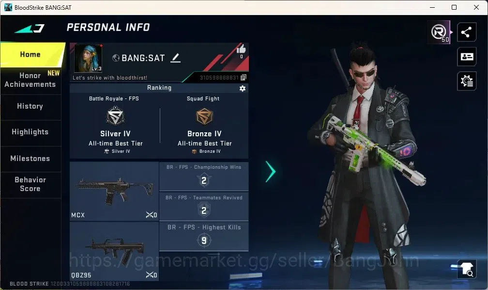 Blood Strike Accounts Others ASIA | 2 Ultra Striker: ZERO-Agent Zero,ETHAN-Raid Mask|3 Legendary Gun 1