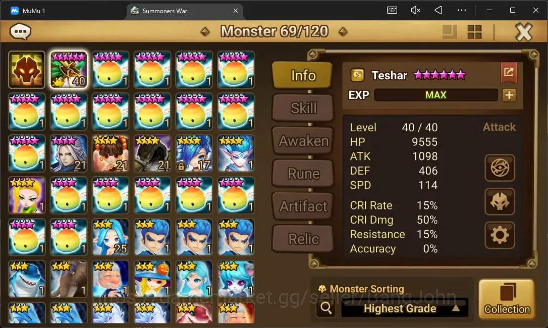Summoners War: Sky Arena Accounts GLOBAL | NB 5 TESHAR,Starter Gacha 115 12Y+160 11Y image 2