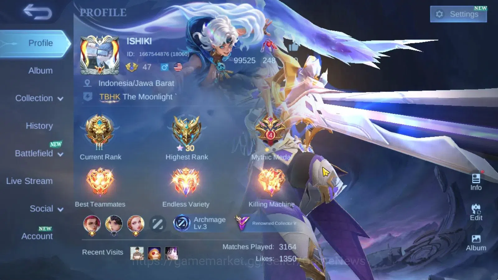 Mobile Legends: Bang Bang Accounts Hero 94|Skin 176|Prime Granger,KOF Karina,Annual L image 2