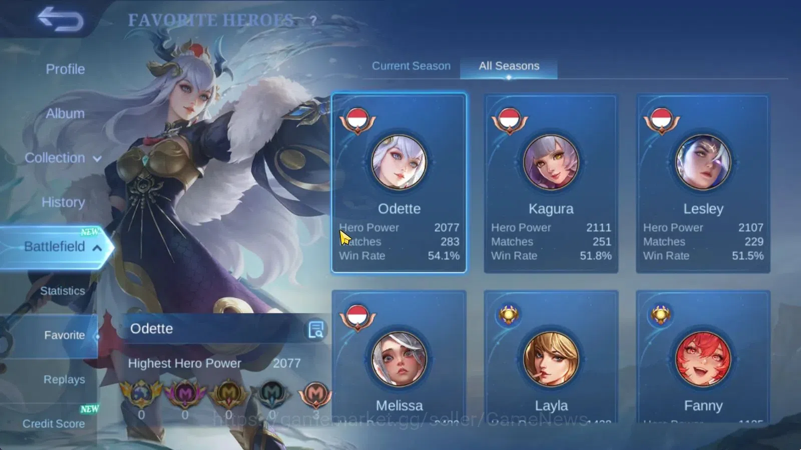 Mobile Legends: Bang Bang Accounts Hero 94|Skin 176|Prime Granger,KOF Karina,Annual L image 4