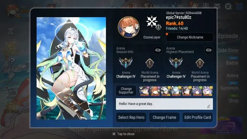 Epic Seven Accounts High-End Global|12ML (Zio, Belian, Ilnav ML belona, TML Etc.)|PoH|Theather Untouch|159 Mystic 1