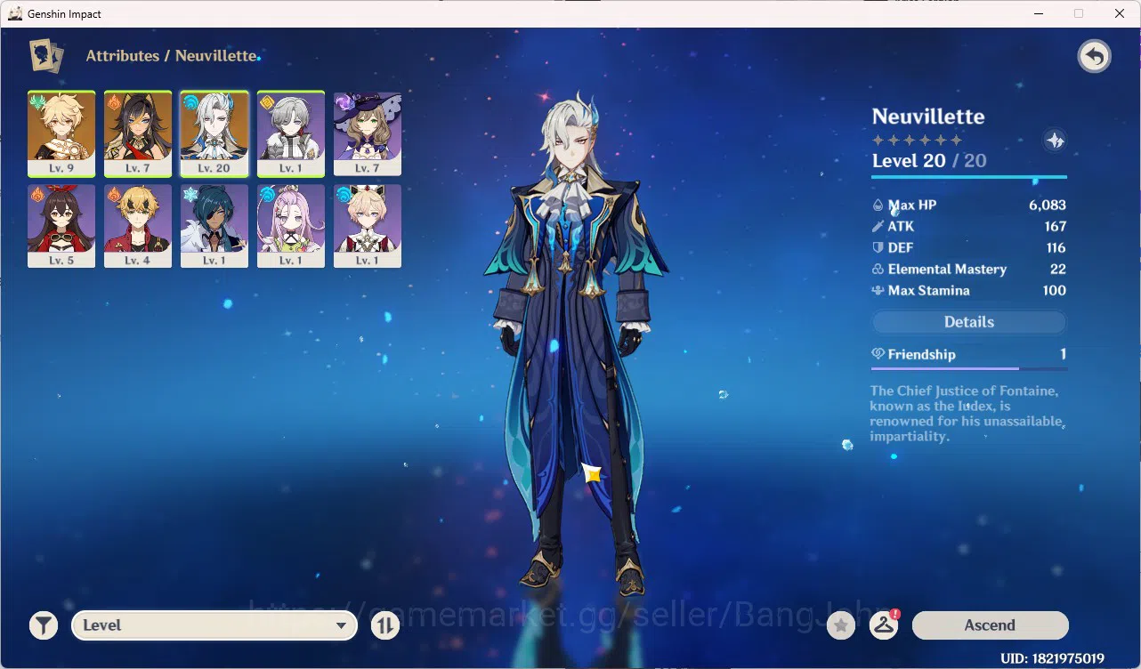 Genshin Impact Accounts Starter | ASIA | AR 10 | 1 Limit Neuvillette | Deh image 2