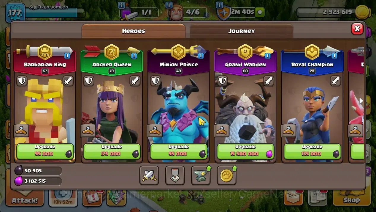 Clash of Clans Accounts High-End Lv 177|TH 15|HH 9|Limited Skin|BK 57,AQ 79,GW 60,MP 49,RC 28,DD 2|BM 28,BC 26|1187 Gems|CN 10