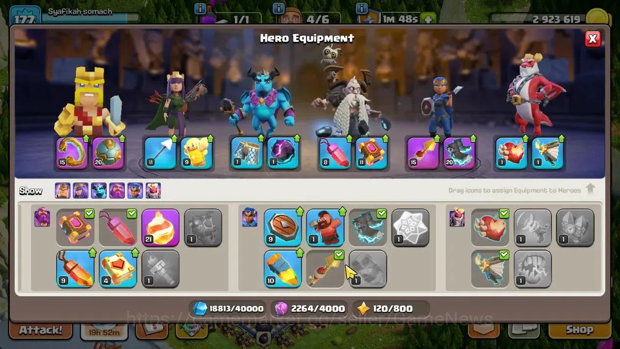 Clash of Clans Accounts High-End Lv 177|TH 15|HH 9|Limited Skin|BK 57,AQ 79,GW 60,MP 49,RC 28,DD 2|BM 28,BC 26|1187 Gems|CN 14