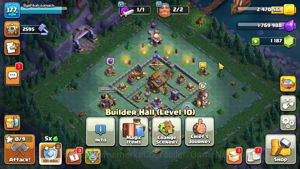 Clash of Clans Accounts High-End Lv 177|TH 15|HH 9|Limited Skin|BK 57,AQ 79,GW 60,MP 49,RC 28,DD 2|BM 28,BC 26|1187 Gems|CN 16
