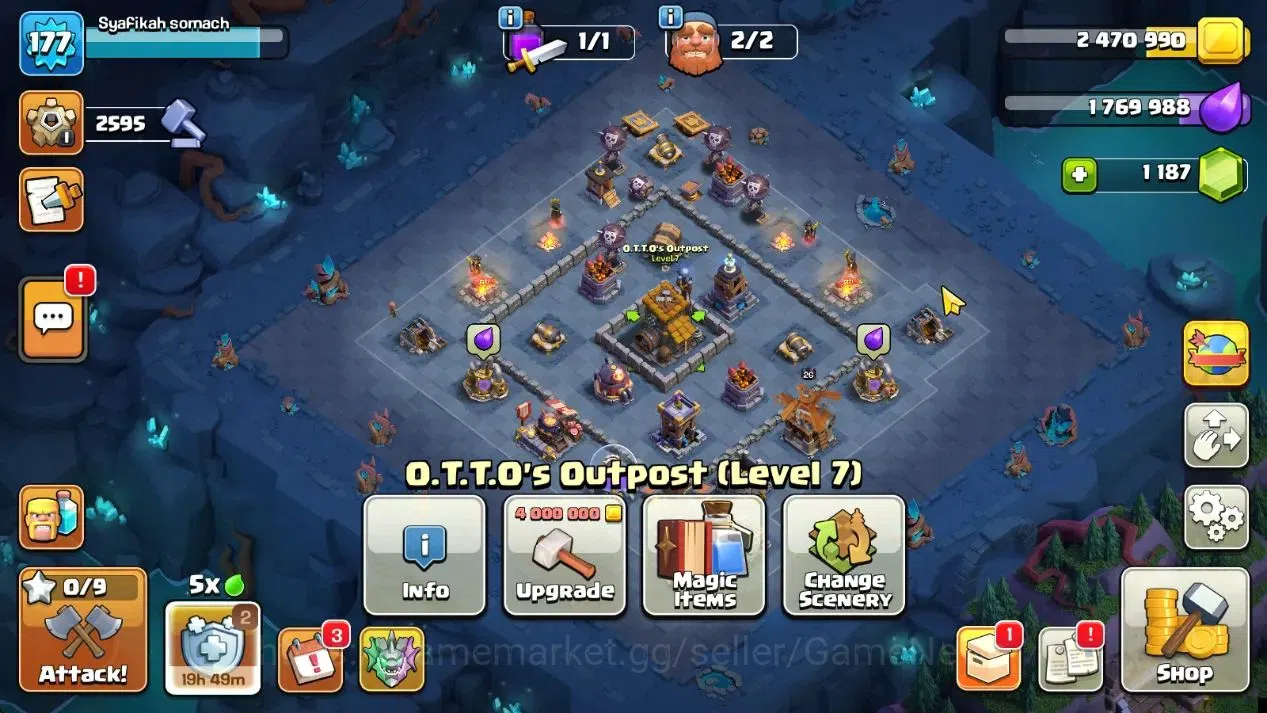 Clash of Clans Accounts High-End Lv 177|TH 15|HH 9|Limited Skin|BK 57,AQ 79,GW 60,MP 49,RC 28,DD 2|BM 28,BC 26|1187 Gems|CN 18
