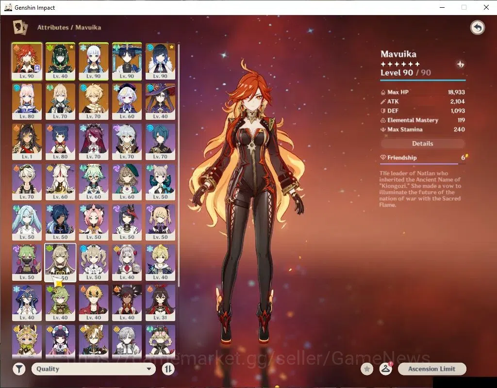Genshin Impact Accounts ASIA |AR 56|6 Limited+2(*5Weapon)|Mavuika,Nefer,Ko image 3