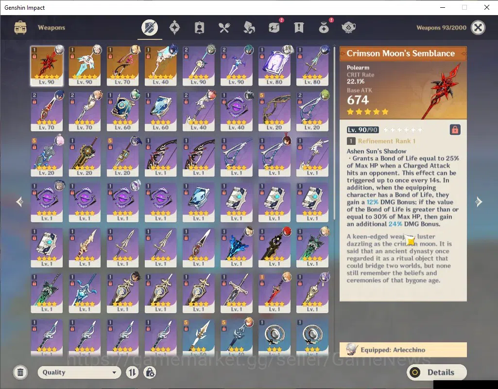 Genshin Impact Accounts ASIA|AR 56|4 Limited + 4 (*5 Weapon)|ArlecchinoC1+ image 5