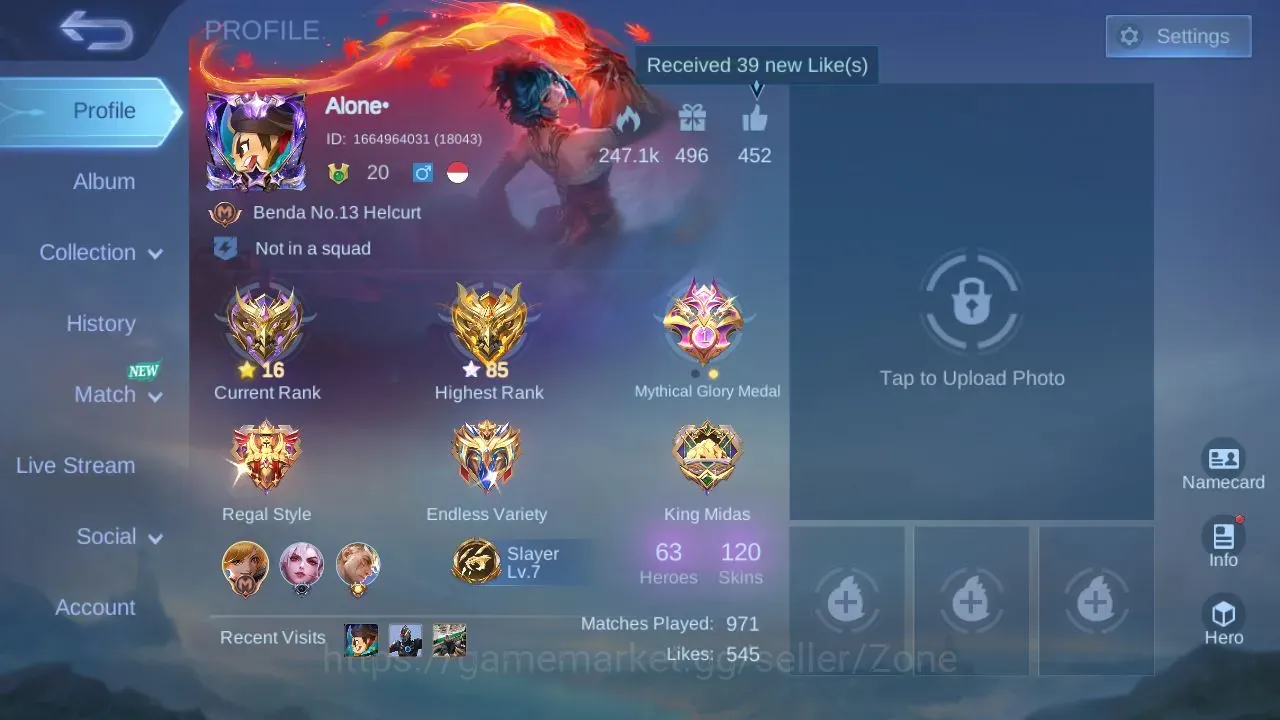 Mobile Legends: Bang Bang Accounts Collector H 63|S 120|Expert|HighGlory 85|Sanrio Floryn|Collector YSS,Hellcurt|LBox 1
