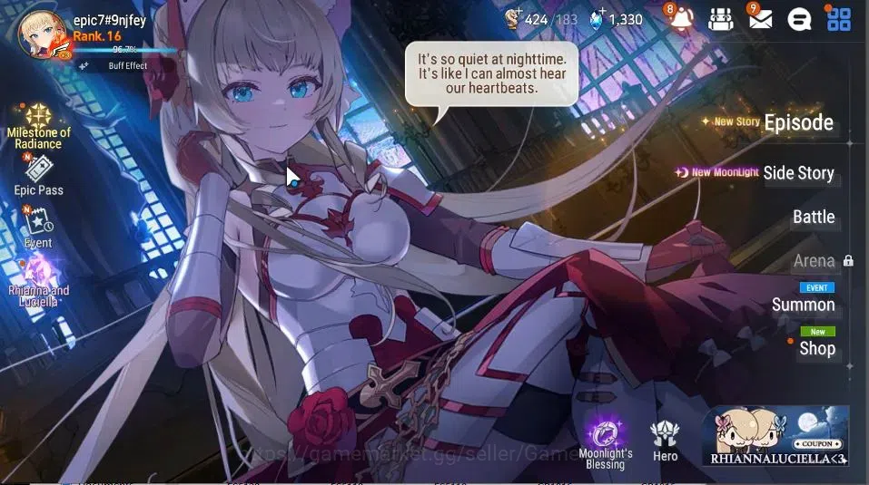 Epic Seven Accounts GLOBAL Unverif|New Era|2 ML(Rhianna&Luciella, DK S image 1