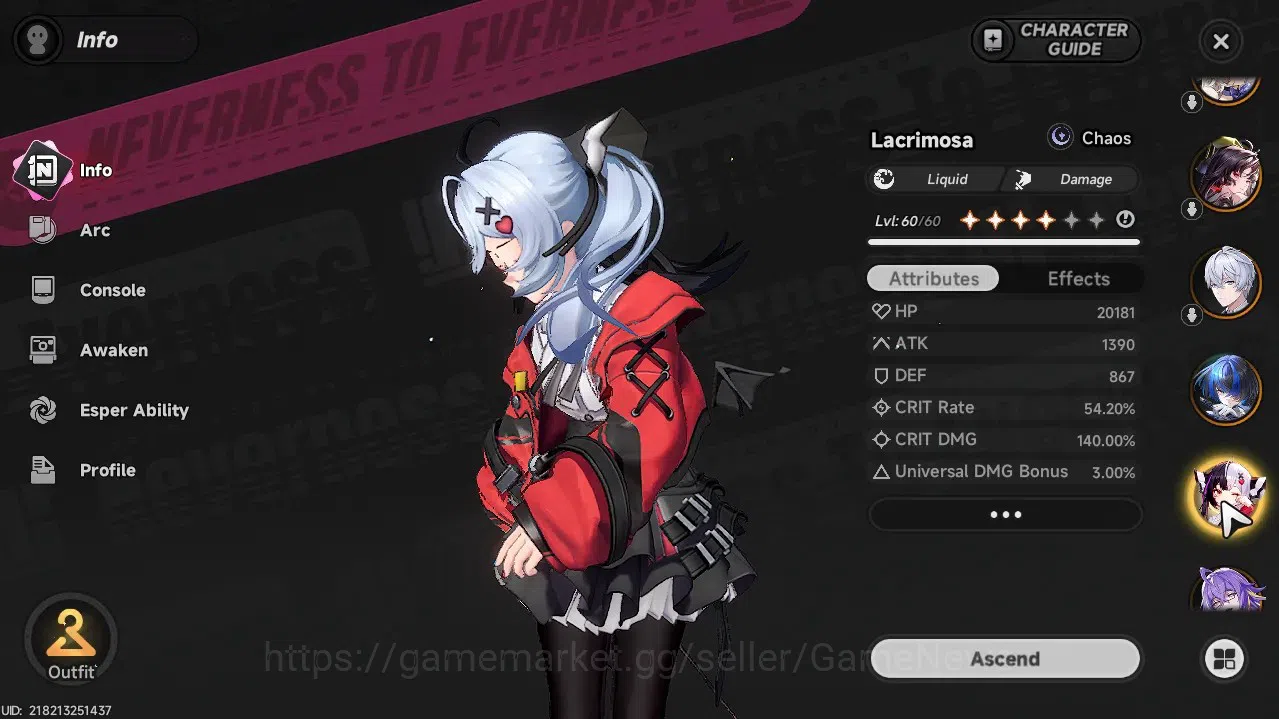 Neverness to Everness Accounts GLOBAL SEA|HL 43|TL 18|6 SSR 3 Limit[Lacrimosa,Hot image 5