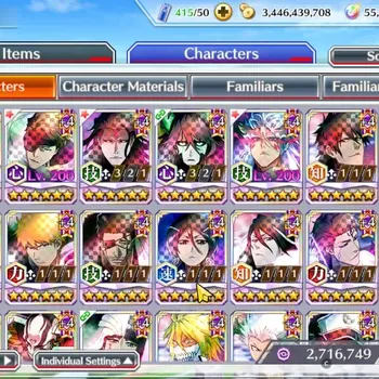 Bleach: Brave Souls Accounts High-End Global|BP 1,3M+1K CC|55K Orb|2 MT|5 TYBW26 Gremy,Aizen,Ichigo,Etc,11th