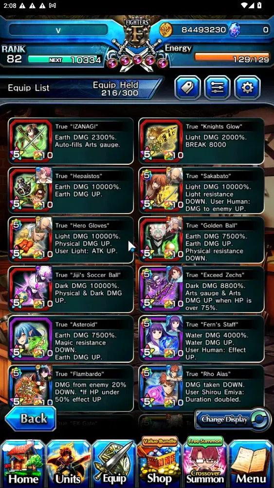 Grand Summoners Accounts End-Game Global|Rank 55|1 SP Art|16 Ascend+6 TW|(Emiya,Saitama,Fern,Jiji,Isliid HP,SS 4