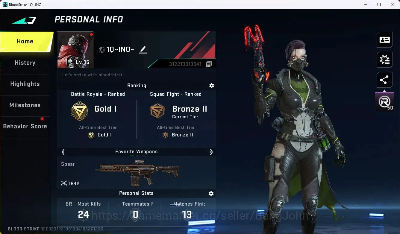 Blood Strike Accounts High-End ASIA |Eternal Desert Eagle-Scorpius|3 Legendary Guns|1 Ultra Striker ETHAN-Raid Mask|More 1