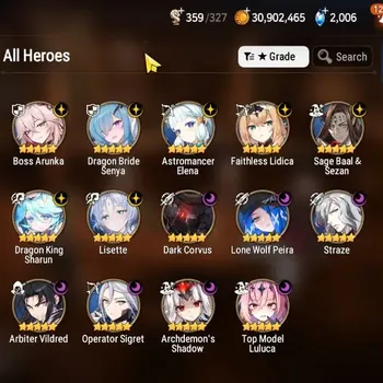 Epic Seven Accounts High-End GLOBAL UnVerif|14 ML(BArunka,Lisette,AB Vidlred,Straze,etc)+AUBE,Aram,Ivana,etc|206MM+4,7K