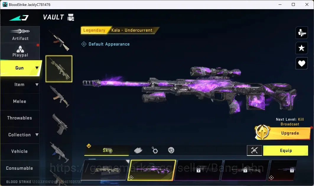 Blood Strike Accounts Others ASIA | 1 ULTRA: Lightblade-Dark Force | 2 Legendary Gun | 1 Epic Name Changing Card | 1 Epic 2