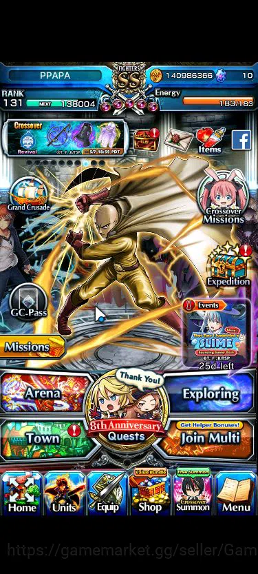 Grand Summoners Mid-Game Global|Rank 131|1 Sp Art+24 Ascend+6 TW|[Saitama 1 image 1