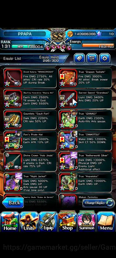 Grand Summoners Accounts Mid-Game Global|Rank 131|1 Sp Art+24 Ascend+6 TW|[Saitama 140 11