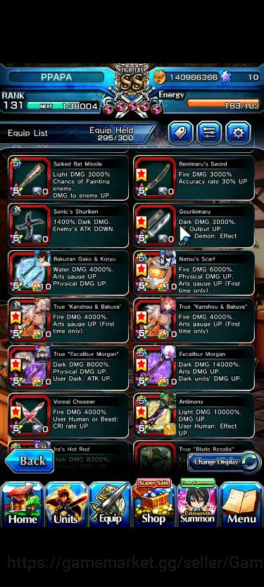 Grand Summoners Accounts Mid-Game Global|Rank 131|1 Sp Art+24 Ascend+6 TW|[Saitama 140 13