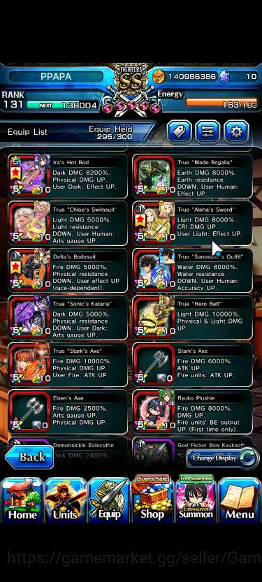 Grand Summoners Accounts Mid-Game Global|Rank 131|1 Sp Art+24 Ascend+6 TW|[Saitama 140 14