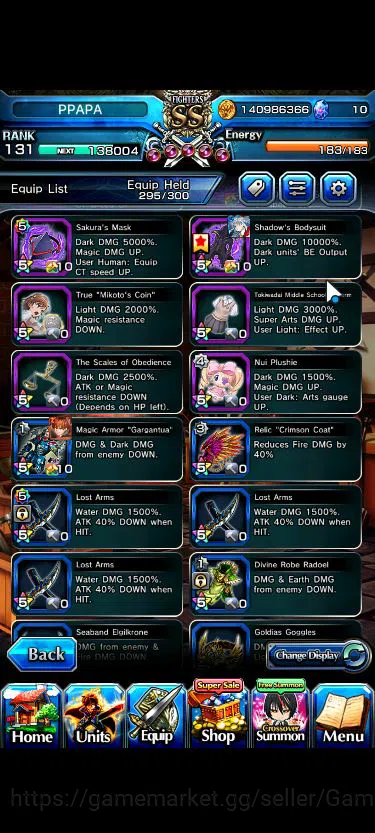 Grand Summoners Accounts Mid-Game Global|Rank 131|1 Sp Art+24 Ascend+6 TW|[Saitama 140 19