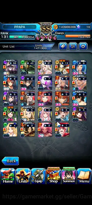 Grand Summoners Accounts Mid-Game Global|Rank 131|1 Sp Art+24 Ascend+6 TW|[Saitama 140 5