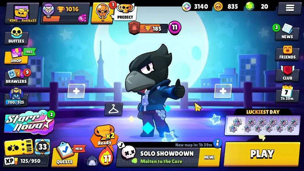 Brawl Stars Accounts 1016 Trophy | 16 Brawlers 2 Max Lv (Shelly, Crow) image 1