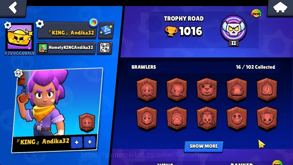 Brawl Stars Accounts 1016 Trophy | 16 Brawlers 2 Max Lv (Shelly, Crow) image 2