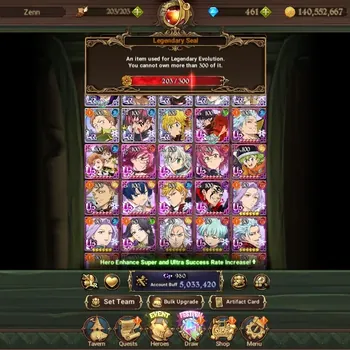 The Seven Deadly Sins: Grand Cross Accounts Endgame ASIA|5M CC|203 LS+461 DM|7 LR 15 UR+Collab Gachiakuta|N Meli6/6,F