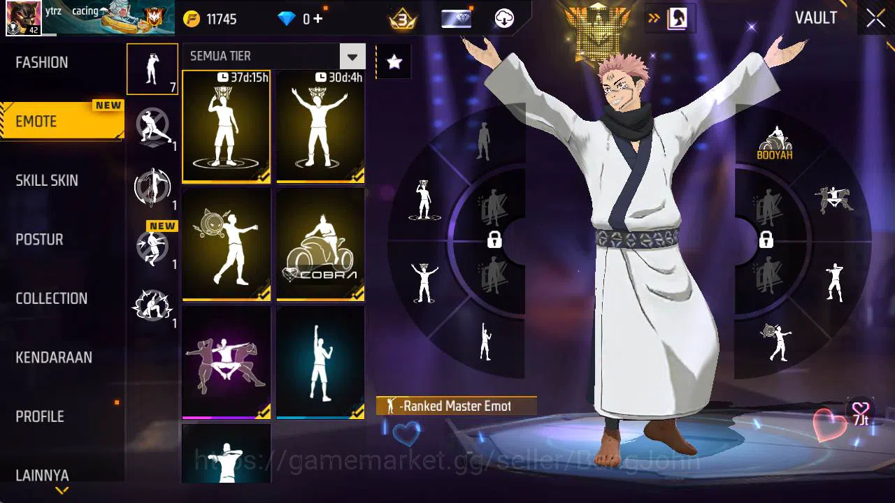 Free Fire Accounts Indonesia, Vault 46, SG lumut, bundle sukuna jjk, image 10