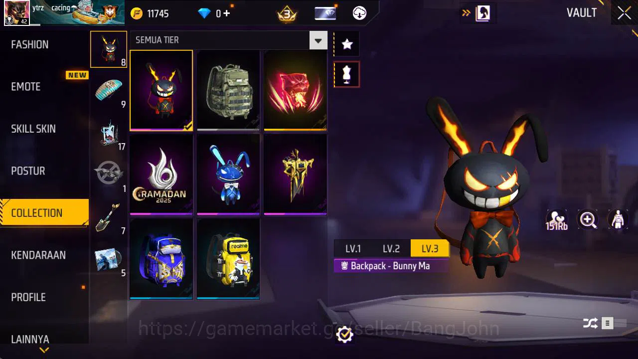 Free Fire Accounts Indonesia, Vault 46, SG lumut, bundle sukuna jjk, image 3