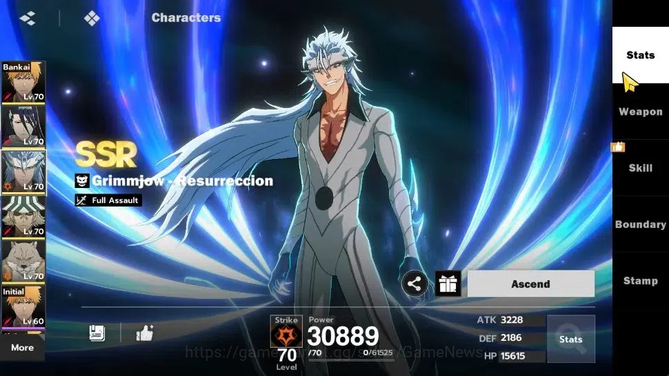 BLEACH: Soul Resonance Accounts NuverseSEA LV 59|8 SSR [(Grimjow,IchigoB2,ByakuyaB image 11