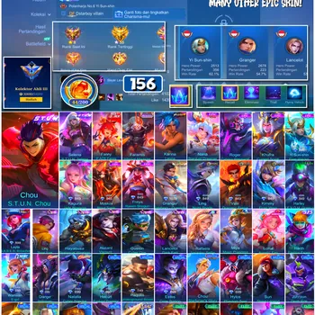 Mobile Legends: Bang Bang Accounts #4501 156 Skins | Karina Leona (KOF) | Freya Raven Shogun (EPIC) | Kagura Jade Blossom