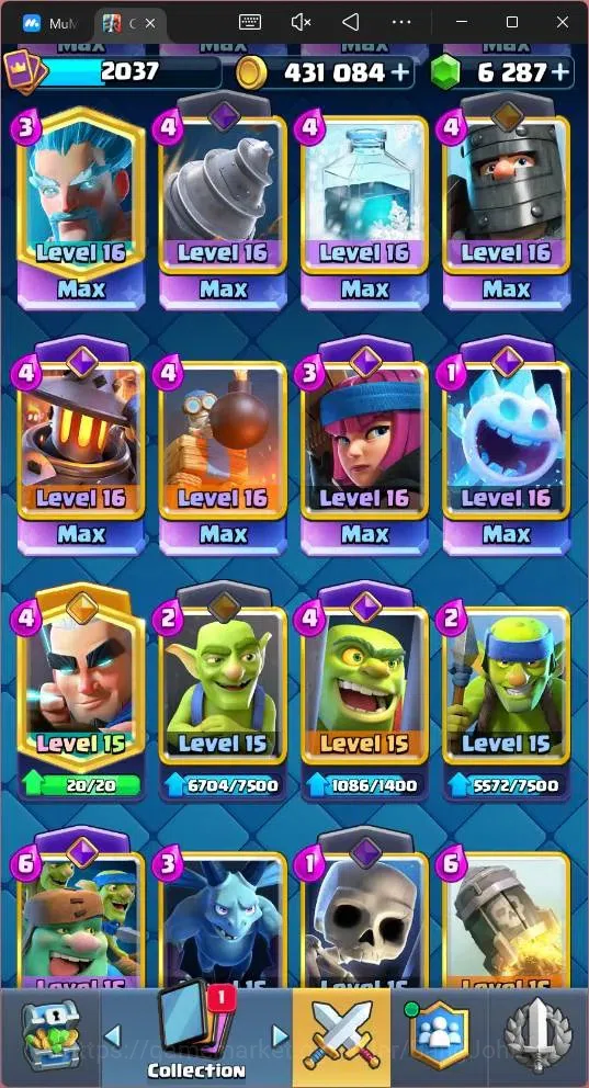Clash Royale Accounts Global |CL 2037|KTL 16 |Trophy 394|121 Cards|35 Ma image 10