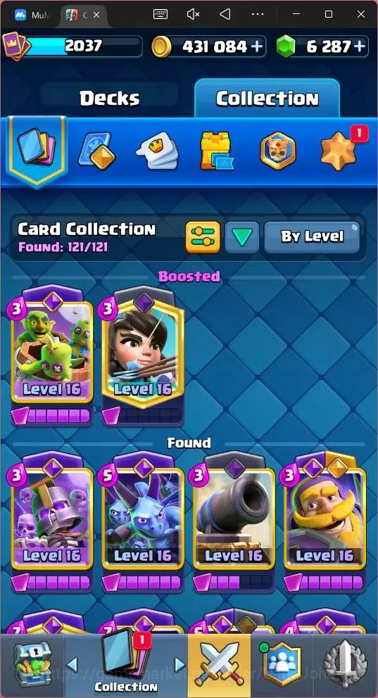 Clash Royale Accounts Global |CL 2037|KTL 16 |Trophy 394|121 Cards|35 Ma image 14