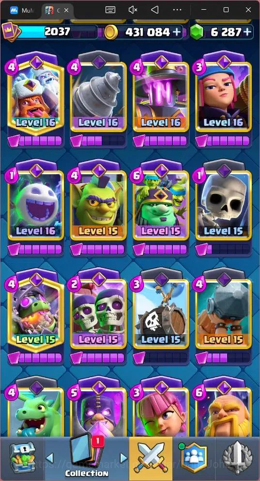 Clash Royale Accounts Global |CL 2037|KTL 16 |Trophy 394|121 Cards|35 Ma image 16