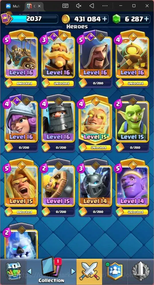 Clash Royale Accounts Global |CL 2037|KTL 16 |Trophy 394|121 Cards|35 Ma image 18