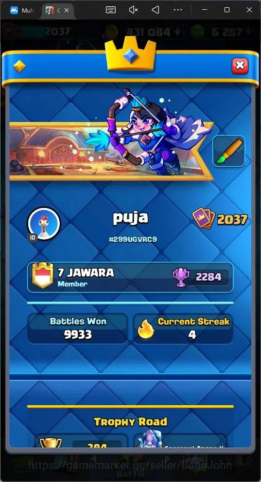 Clash Royale Accounts Global |CL 2037|KTL 16 |Trophy 394|121 Cards|35 Ma image 3