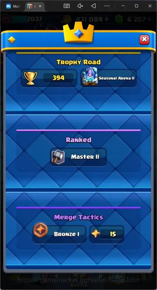 Clash Royale Accounts Global |CL 2037|KTL 16 |Trophy 394|121 Cards|35 Ma image 4