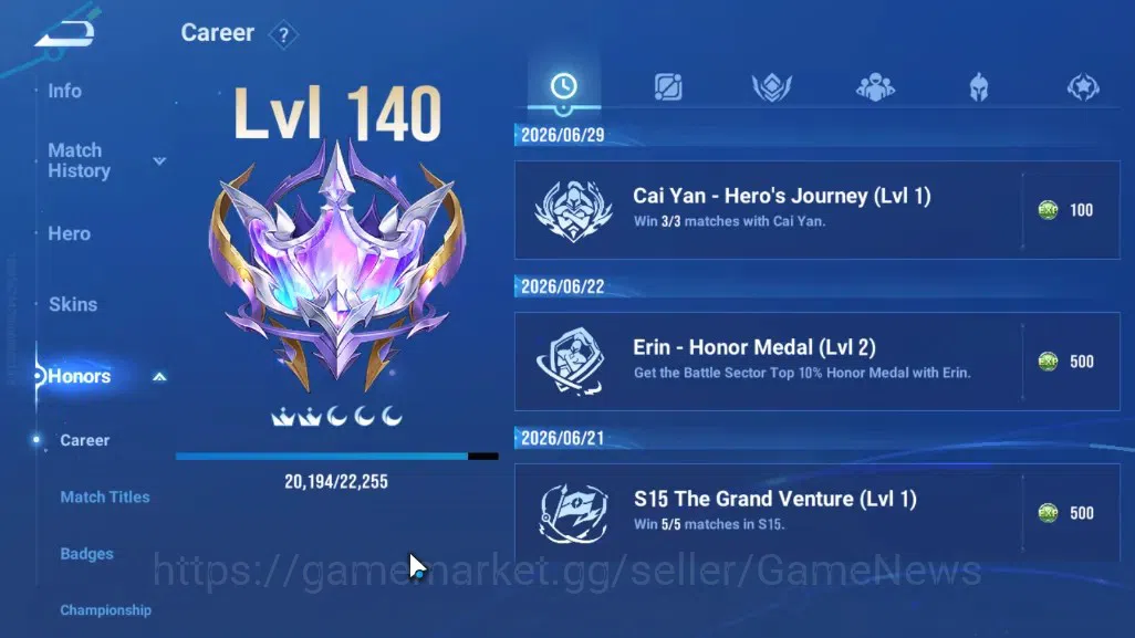 Honor of Kings Accounts Hero 113 Skin 174|3 Legend(Angela,Lady Sun,Li Xin) image 7