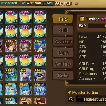 Summoners War: Sky Arena Accounts Starter GLOBAL | NB 5 TESHAR,Starter Gacha 115 12Y+160 11Y Scrool, 3 Legendary All