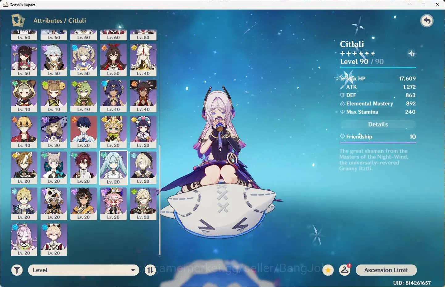 Genshin Impact Accounts Asia|AR 59|12 Limit+2 Sign|Citlali,Skrik,Nicole,Ar image 3